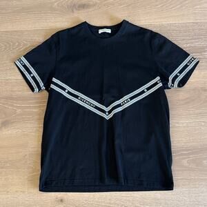 Givenchy T-Shirt Short Sleeves Chevron Logo Tape Size M Black White